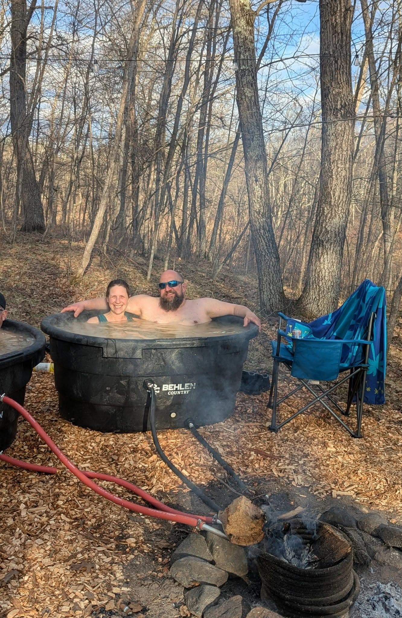 Hot tub experience surrounded by birch and pine forest